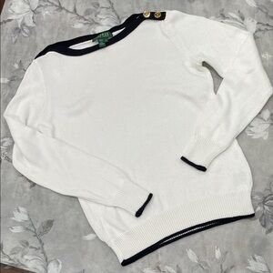 Lauren Ralph Lauren Nautical Boat Neck Sweater Size medium mercerized cotton